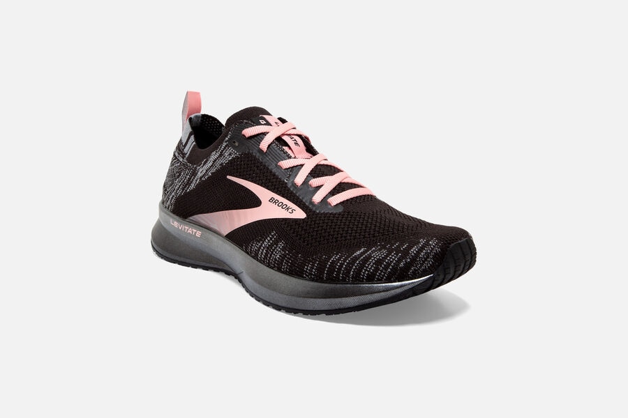 Brooks Israel Levitate 4 Road Running Shoes Womens - Black/Grey/Pink - HVG-876321